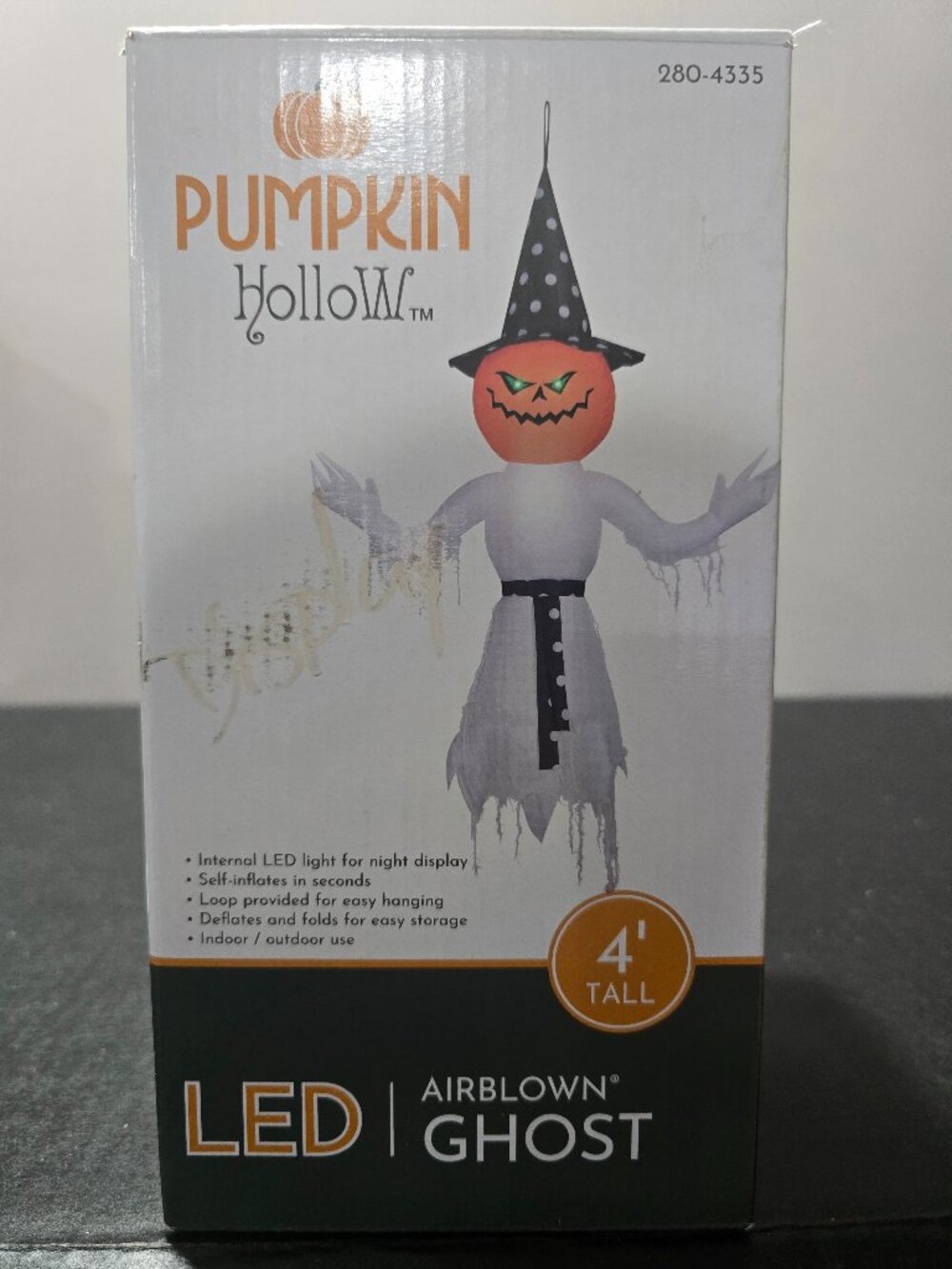 Pumpkin Hollow LED 4' tall Airblown Ghost 280-4335 NEW